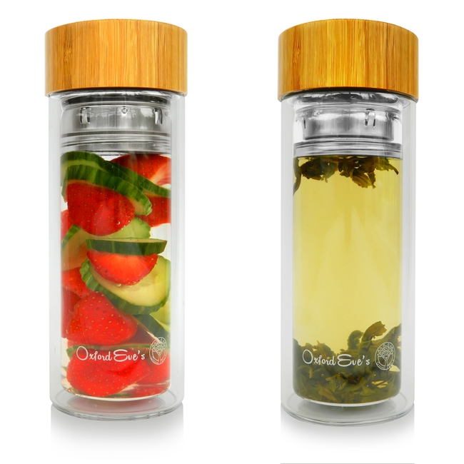 Oxford Eve’s Tea Infuser Glass Tumbler with Bamboo Lid