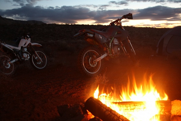 Overland Motorcycling Southern Utah FIre