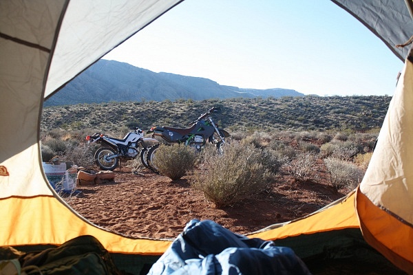 Overland Motorcycling Southern Utah Tent