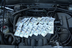 money on car engine