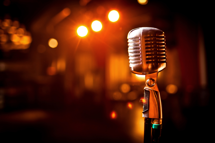 Song Digital Music Distribution Local Bands Retro microphone on stage old school new music mic