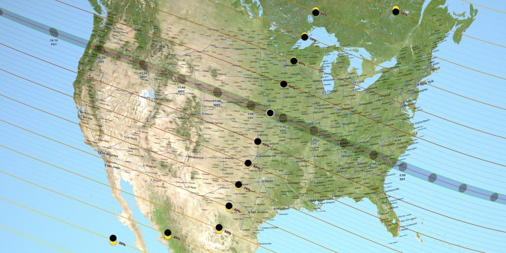 GPS Tracker Map of the 2017 Total Solar Eclipse