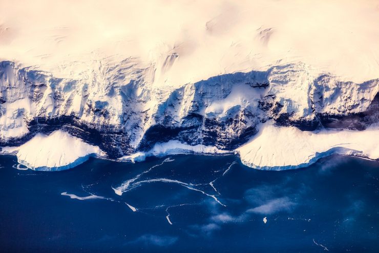 Glaciers and mountains of Antarctica from overhead