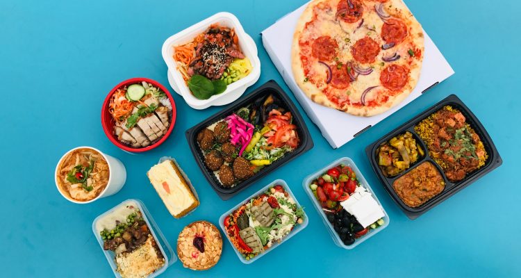 Favorite Dish Eating Healthier pizza on white ceramic plates