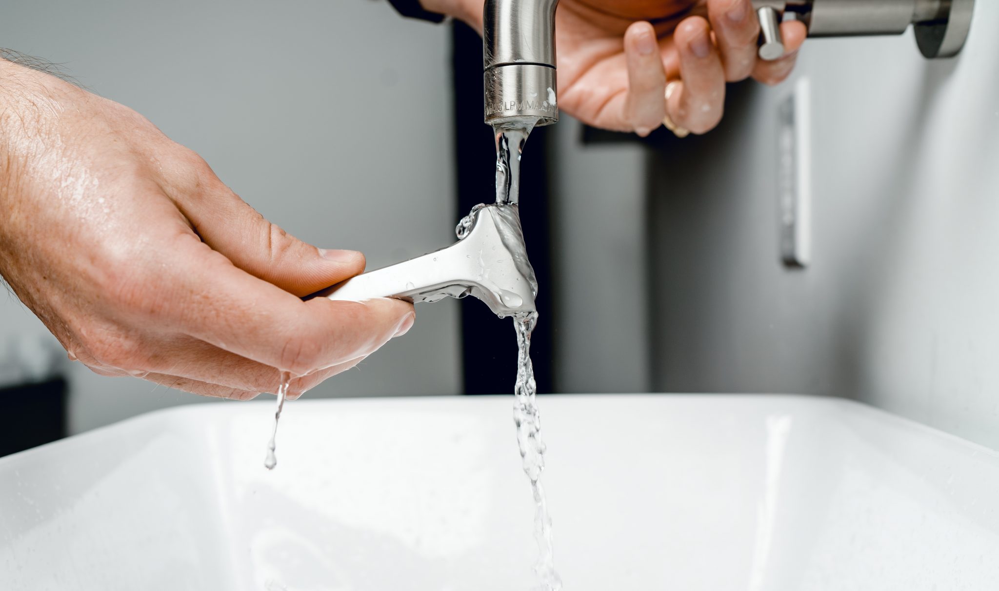 water heater silver faucet