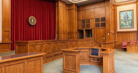 free legal Personal Injury lawsuit Legal Bot Personal Injury Claim Recover Damages architectural photography of trial court interior view