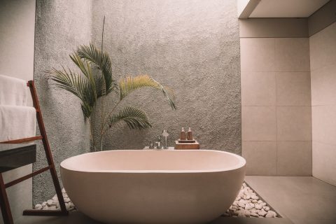 Bathroom home renovation CBD Bath Bombs white ceramic bathtub