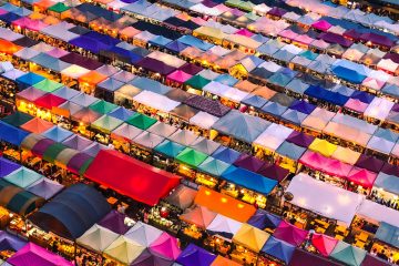 Merchanting aerial photography of colorful tent