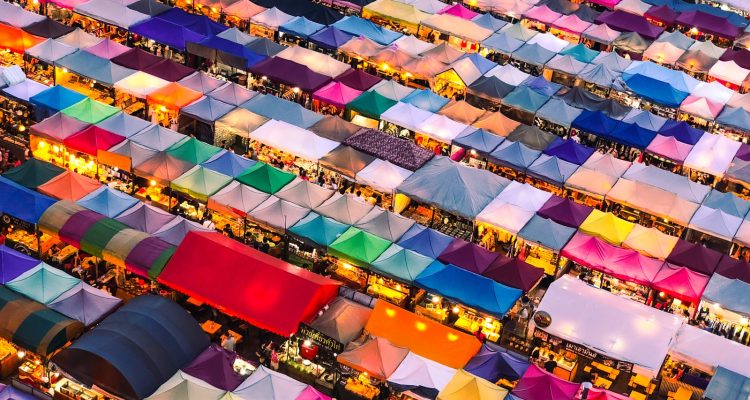 Merchanting aerial photography of colorful tent