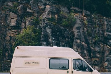 vehicle renting an rv white van parked near mountain