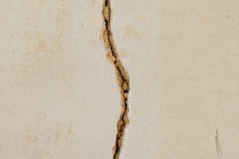 House crack on white concrete surface