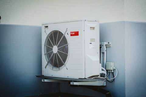 AC Unit white and gray box fan