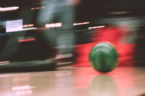 Bowling attire red round ball on the floor