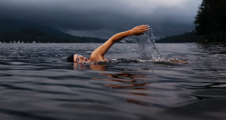 swimmer man swimming on body of water