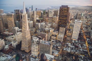 states new city Moving orthodontist aerial view of city during daytime