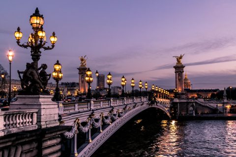 dream vacation Trip Paris bridge during night time