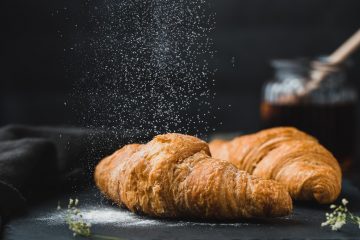 two brown croissants