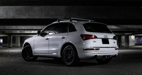 trade car white Audi Q5 accessories parked