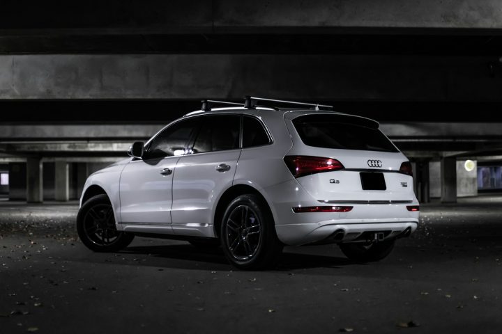 trade car white Audi Q5 accessories parked