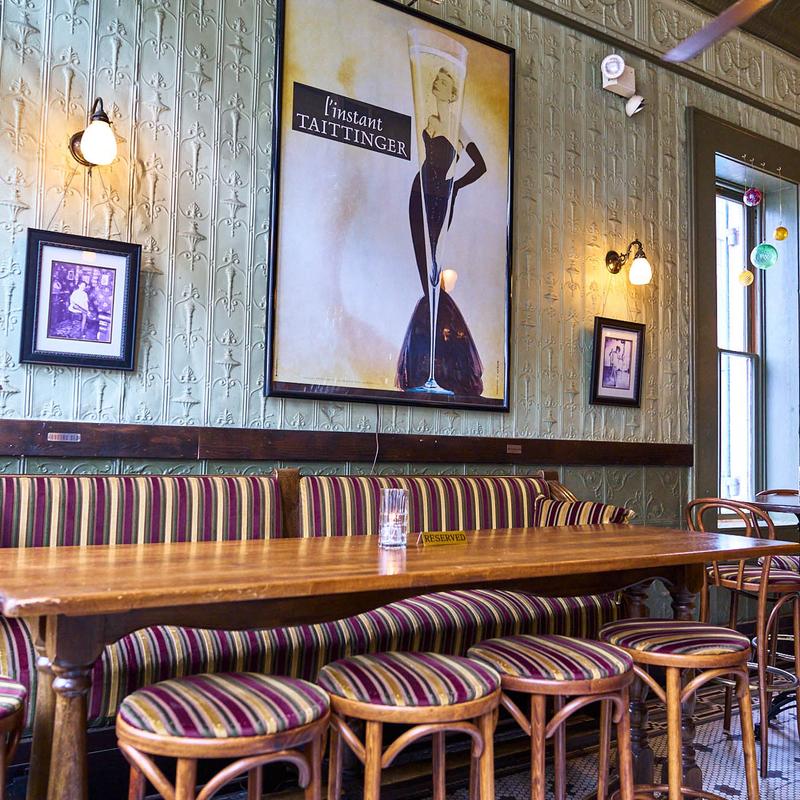 Interior seating at Circa 1875 French bistro in Savannah