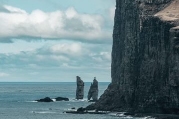 Dramatic cliffs meeting the ocean in the Faroe Islands
