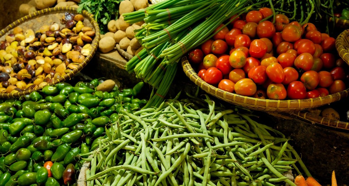 Colorful assortment of fresh vegetables at a local market
