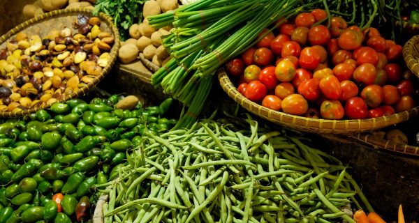 Colorful assortment of fresh vegetables at a local market