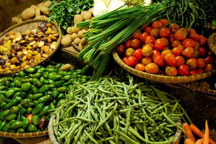 Colorful assortment of fresh vegetables at a local market