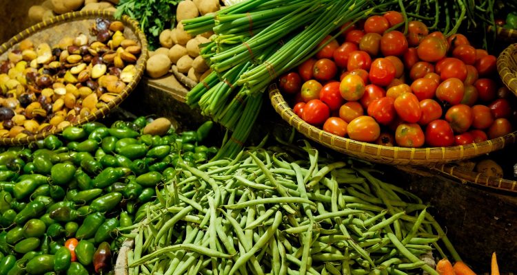 Colorful assortment of fresh vegetables at a local market